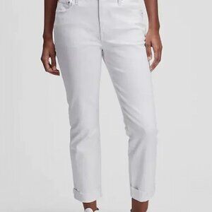 GAP Womens Mid-Rise White Universal Slim Boyfriend Jeans Size 8/29 TALL